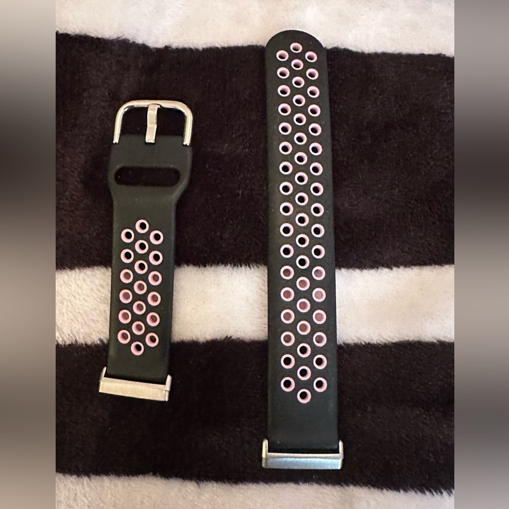 Fit bit sense watch strap. Black and pink rubber